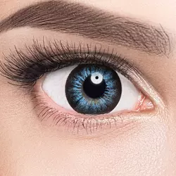 Линзы Glamorous Blue (голубой) на серых глазах