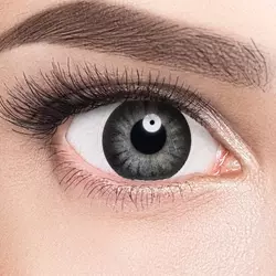 Линзы Glamorous Black (черный) на серых глазах