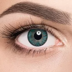 Линзы Color 3 Tone Turquoise (бирюзовый) на голубых глазах