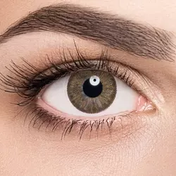 Линзы Color 3 Tone Hazel (светло-карий) на голубых глазах