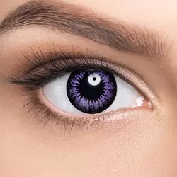 Линзы Glamorous Violet (фиолетовый) на темно-карих глазах