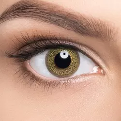 Линзы Glamorous Pure Gold (чистое золото) на карих глазах