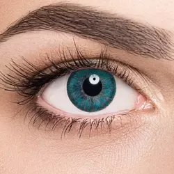 Линзы Color 2 Tone Turquoise (бирюзовый) на голубых глазах