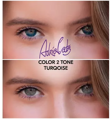 Линзы ADRIA Color 2 Tone Turquoise (бирюзовый) на глазах