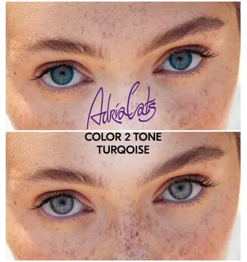 Линзы ADRIA Color 2 Tone Turquoise (бирюзовый) на глазах  2